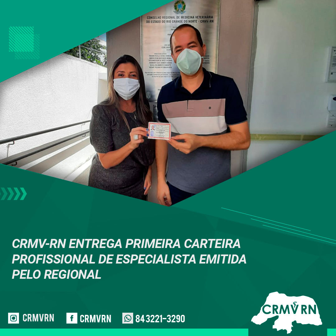 CRMV-RN entrega primeira carteira profissional de especialista emitida pelo Regional